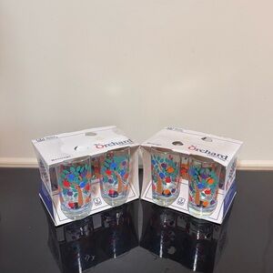 New!! 1984 Vintage Anchor Hocking “Orchard Collection” Juice Glasses Set 8 Cnt